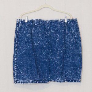Acid wash denim skirt - above knee